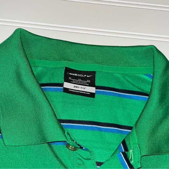 Nike Golf Dri-FIT Polo Shirt XL Green Striped Performance Golf Polo Mens - Picture 5 of 6